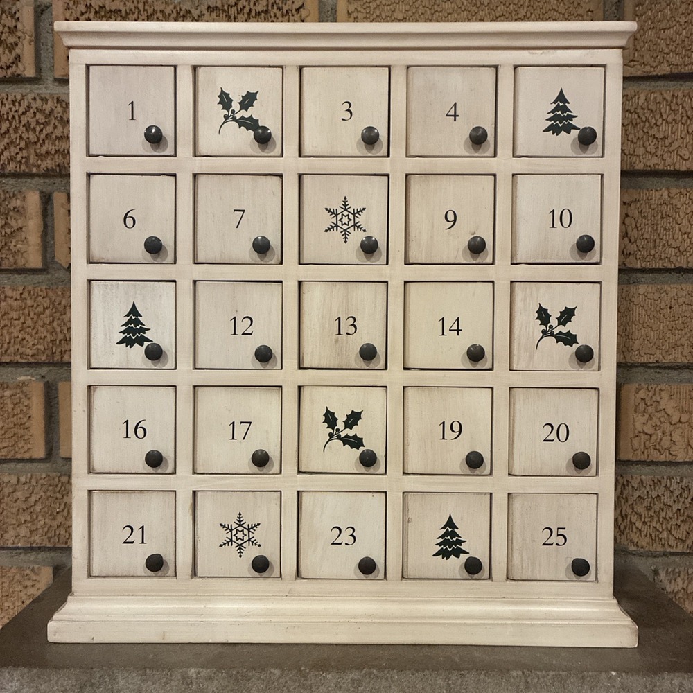 Restoration Hardware Wood Christmas Advent Door Calendar Ivory Color